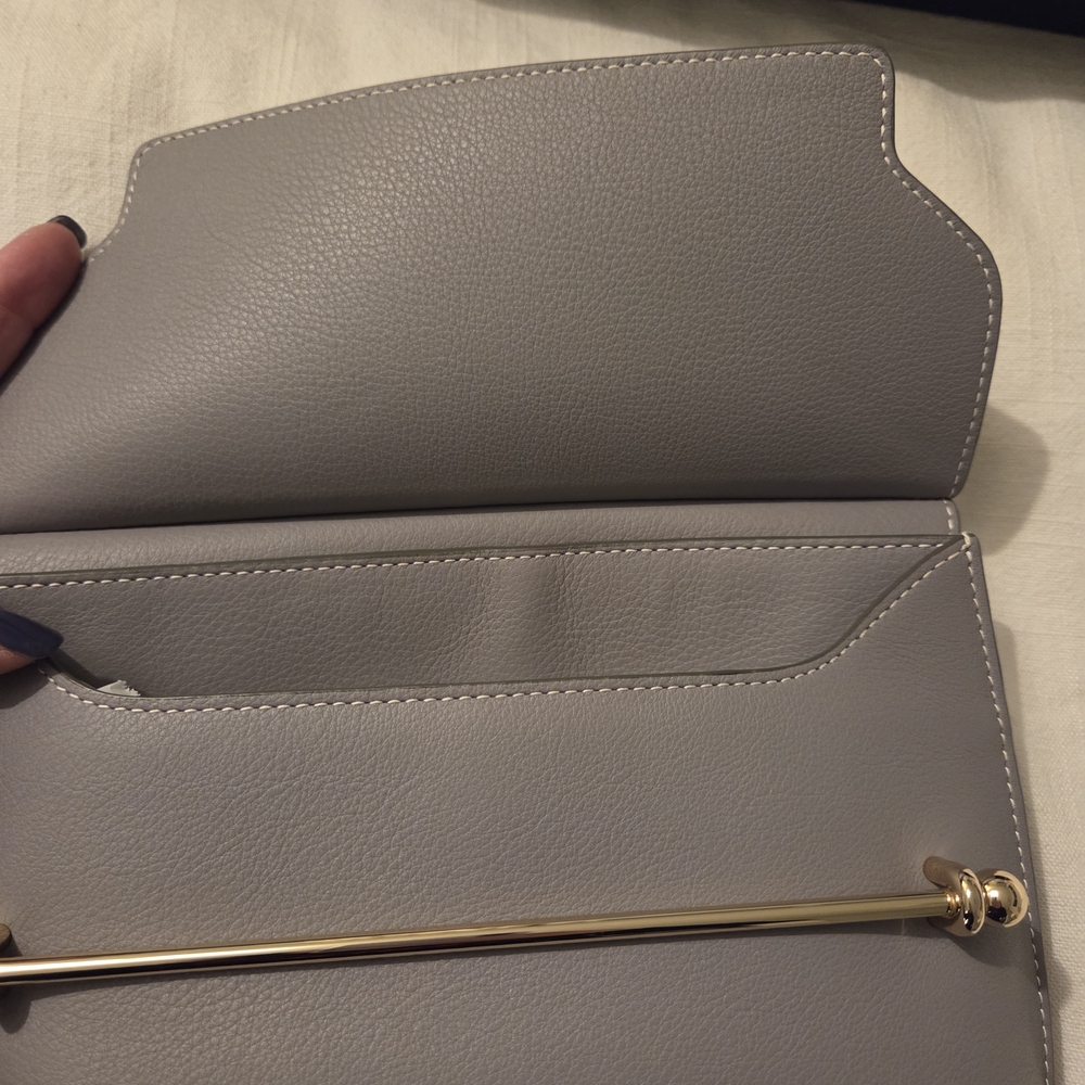 Strathberry Gray Leather Clutch with Gold Bar - Picture 8 of 12